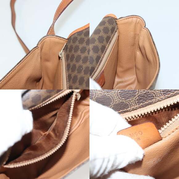 CELINE Macadam Canvas Shoulder Bag Pvc Leather Brown Gold - Picture 12 of 12